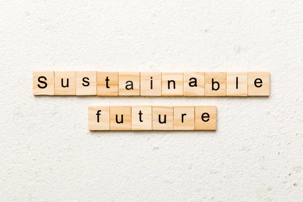 Palavra Futura Sustentável Escrito Bloco Madeira Texto Futuro Sustentável Tabela — Fotografia de Stock