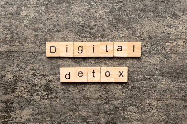Digital Detox Word Written Wood Block Digital Detox Text Table — Stock Photo, Image