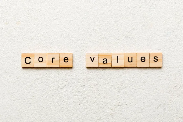 Core Valores Palavra Escrita Bloco Madeira Core Valores Texto Mesa — Fotografia de Stock