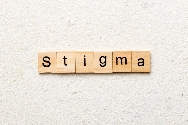 Stigmatické Slovo Napsané Dřevěných Tvárnicích Stigma Text Stole Koncept — Stock fotografie