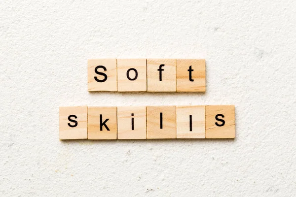 Soft Skills Word Written Wood Block Soft Skills Text Table — Foto de Stock