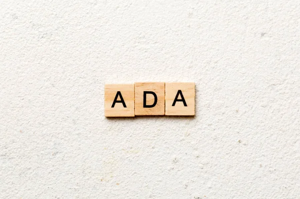 Ada Word Written Wood Block Ada Text Table Concept — Foto de Stock