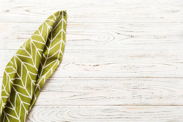 Top View Green Kitchen Napkin Isolated Table Background Folded Cloth — Photo