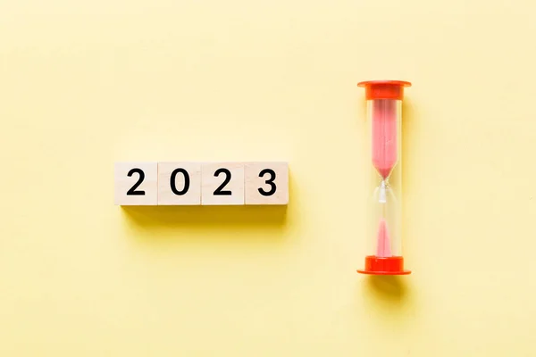 New Year 2023 Sand Timer Resolution Time Plan Goal Motivation — Stock Photo, Image