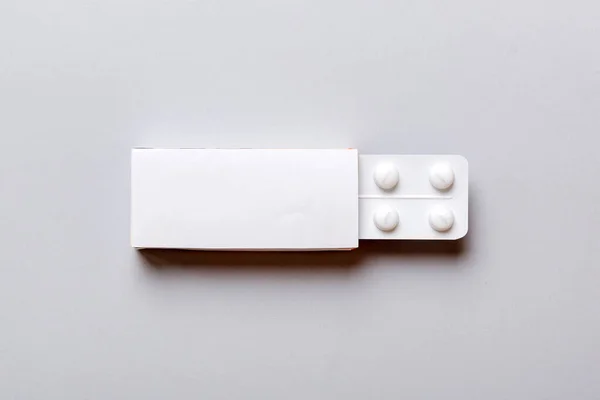 Caja Paquete Producto Blanco Blanco Mock Caja Medicamentos Blanco Abierta —  Fotos de Stock