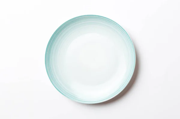 Top View Isolated Colored Background Empty Blue Plate Food Empty — Stock Photo, Image