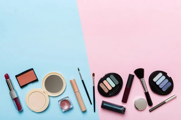 Professional Makeup Tools Top View Flat Lay Beauty Decorative Cosmetics — Foto Stock
