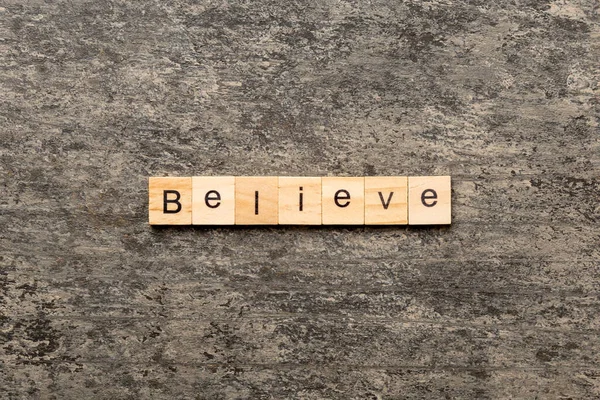 Believe Word Written Wood Block Believe Text Table Concept — Stock Photo, Image