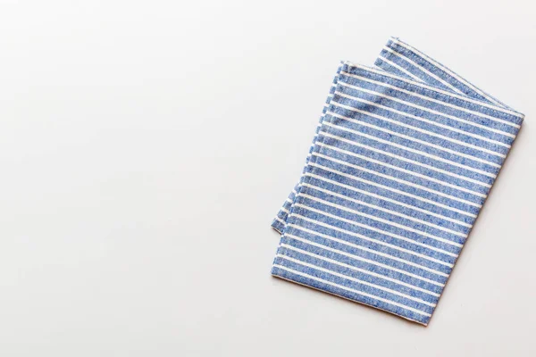 Top View Blue Kitchen Napkin Isolated Table Background Folded Cloth — 스톡 사진