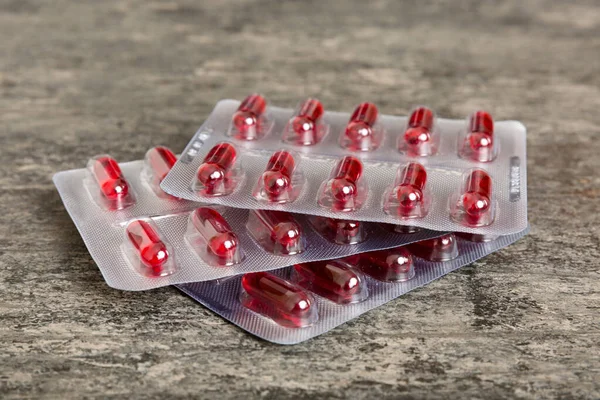 Too Many Different Pill Cartridges Stacked Selective Focus Packs Blister — Stockfoto