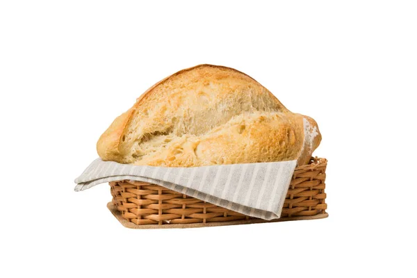 Świeżo Upieczony Chleb Koszyku Naturalnym Tle Widok Perspektywiczny Przestrzeń Kopiowania — Zdjęcie stockowe