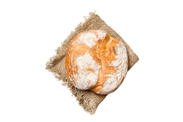 Fresh Homemade Whole Wheat Bread Bread Napkin Isolated White Background — Stock Photo, Image