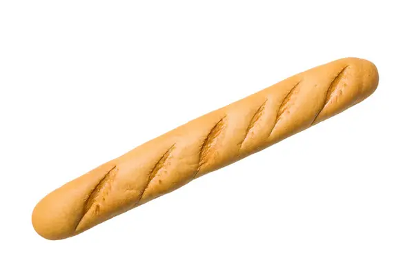 Μινιμαλιστική Γαλλική Μπαγκέτα Φρέσκο Ψωμί Απομονωμένο Λευκό Φόντο Κορυφαία Προβολή — Φωτογραφία Αρχείου