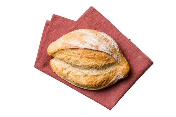 Φρεσκοψημένο Νόστιμο Γαλλικό Ψωμί Χαρτοπετσέτα Που Απομονώνεται Λευκό Φόντο Πάνω — Φωτογραφία Αρχείου