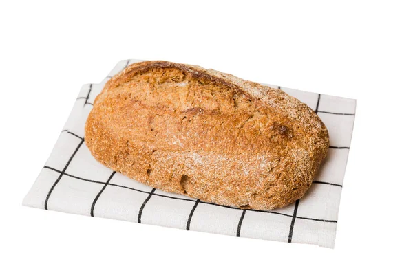 Pâine Proaspăt Coaptă Delicioasă Franceză Șervețel Izolat Fundal Alb Vedere — Fotografie, imagine de stoc