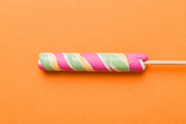 Colorful Candies Lollypop Colorful Background Multicolored Minimal Style Top View — Fotografia de Stock