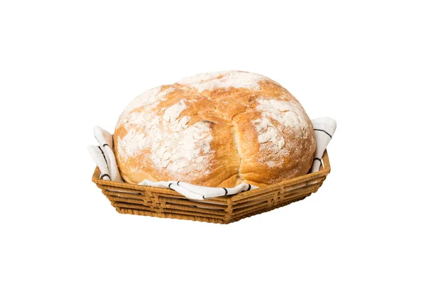 Freshly Baked Bread Basket Natural Background Perspective View Bread Copy — Stock Photo, Image