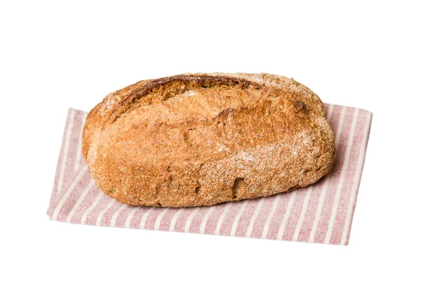Pão Francês Delicioso Recém Assado Com Guardanapo Isolado Vista Superior — Fotografia de Stock
