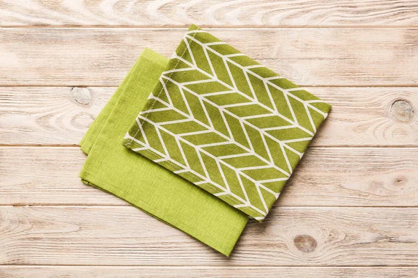 Top View Green Kitchen Napkin Isolated Table Background Folded Cloth —  Fotos de Stock