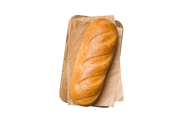 Свежий Домашний Хлеб Цельного Пшеницы Хлеб Салфетке Изолированы Белом Фоне — стоковое фото