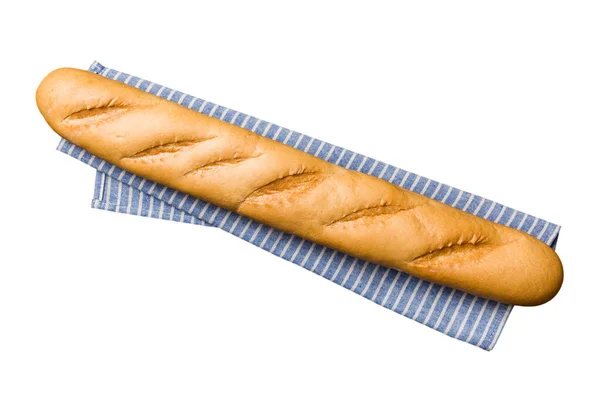 新鲜脆脆的法式面包 背景为白色 顶级面包店产品 — 图库照片