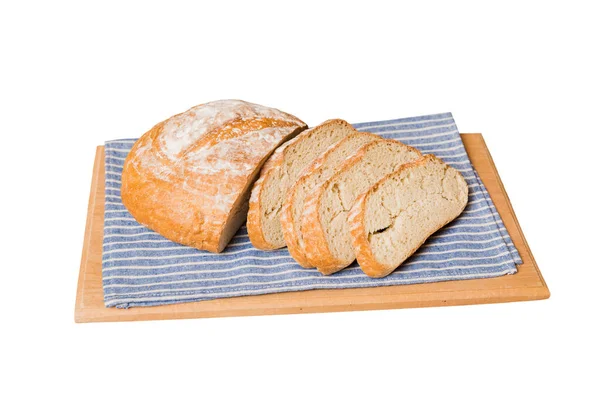 Σύνθεση Φρεσκοκομμένου Ψημένου Ψωμιού Χαρτοπετσέτα Που Απομονώνεται Λευκό Φόντο Υγιές — Φωτογραφία Αρχείου