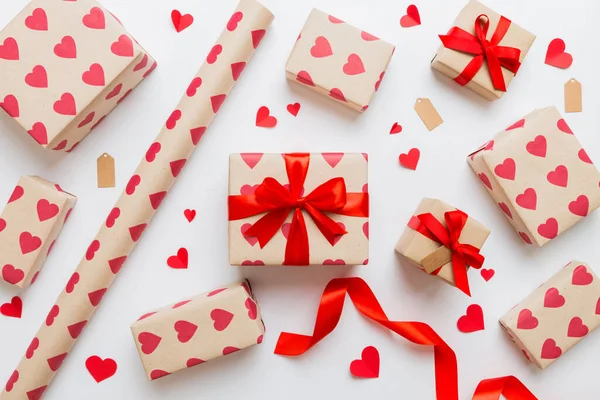 Creative Gift Box Decorations Holiday Top View Birthday Valentine Present — Fotografia de Stock