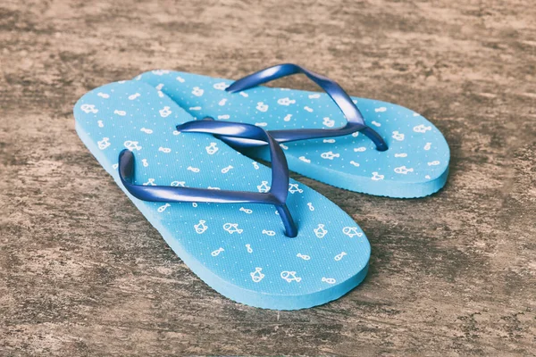 Beach Accessories Flip Flops Starfish Colored Background Top View Mock Royalty Free Stock Photos