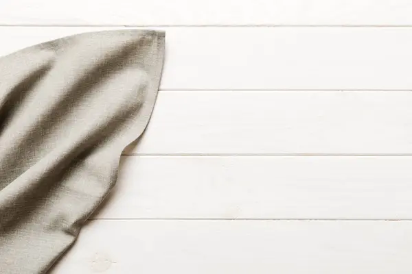Top View Gray Kitchen Napkin Isolated Table Background Folded Cloth — Fotografia de Stock