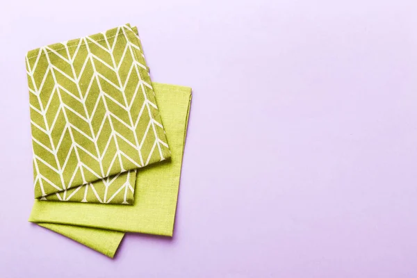 Top View Green Kitchen Napkin Isolated Table Background Folded Cloth —  Fotos de Stock