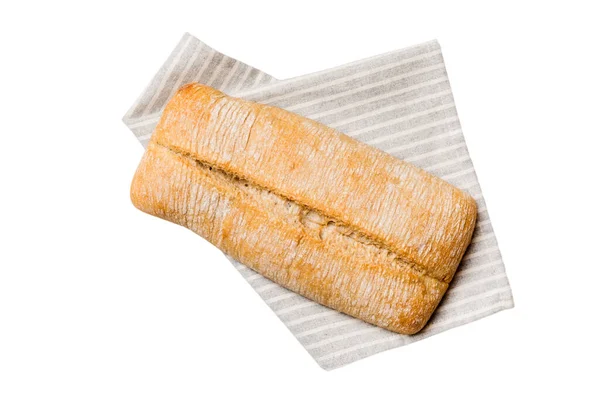 Čerstvý Celozrnný Pšeničný Chléb Chléb Ubrousku Izolované Bílém Pozadí Čerstvý — Stock fotografie