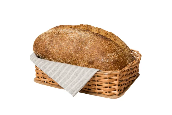 Świeżo Upieczony Chleb Koszyku Naturalnym Tle Widok Perspektywiczny Przestrzeń Kopiowania — Zdjęcie stockowe