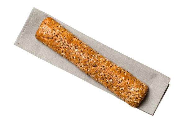 新鲜脆脆的法式面包 背景为白色 顶级面包店产品 — 图库照片