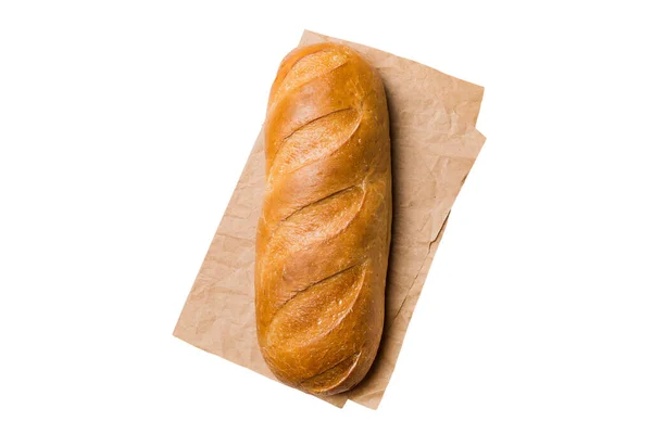 Taze Yapımı Tam Buğday Ekmeği Beyaz Arka Planda Izole Edilmiş — Stok fotoğraf