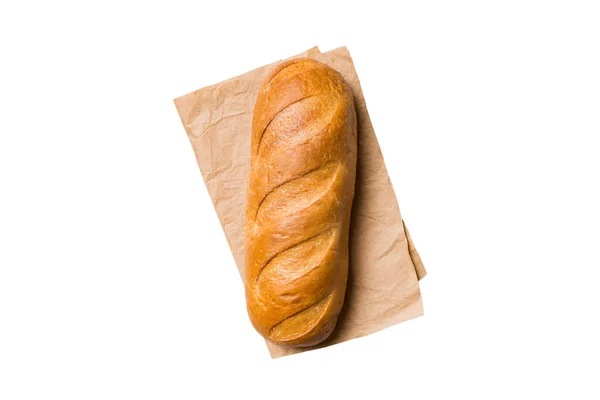 Verse Zelfgemaakte Volkoren Brood Brood Servet Geïsoleerd Witte Achtergrond Vers — Stockfoto