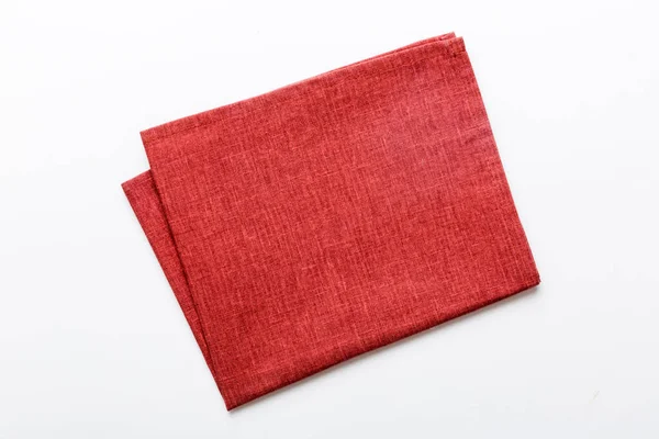 Top View Red Empty Kitchen Napkin Isolated Table Background Folded — Stok Foto