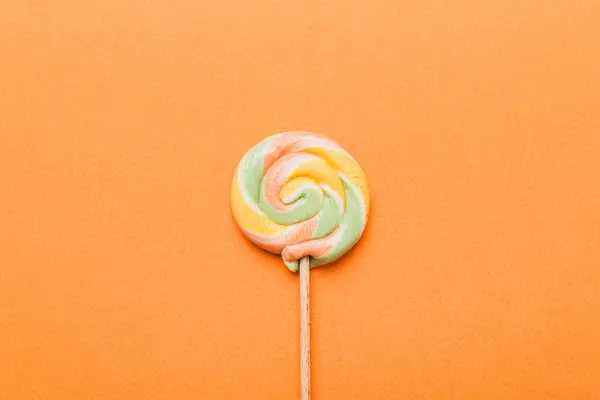 Colorful Candies Lollypop Colorful Background Multicolored Minimal Style Top View — Foto Stock