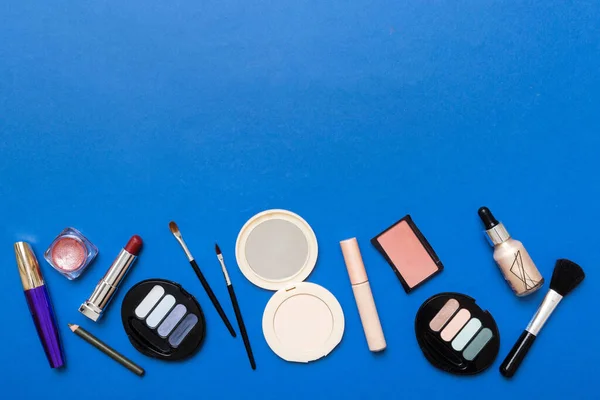 Professional Makeup Tools Top View Flat Lay Beauty Decorative Cosmetics — Stockfoto