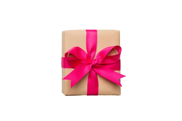 Vakantie Geschenkdoos Een Geïsoleerde Geschenkdoos Met Gekleurde Strik Witte Achtergrond — Stockfoto