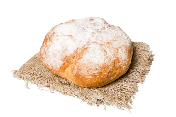 白を基調とした上面にナプキンがのった焼きたてのフランスパン 健康的な白いパンのローフ — ストック写真