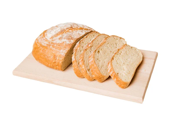 用白色背景分离出来的餐巾纸分发新鲜切片烘焙面包 健康无酵面包 法式面包片 — 图库照片