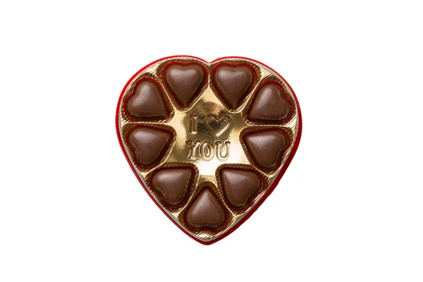 Σοκολατένια Καραμέλα Κουτί Χρωματιστό Φιόγκο Κουτί Δώρου Σοκολάτες Λευκό Top — Φωτογραφία Αρχείου