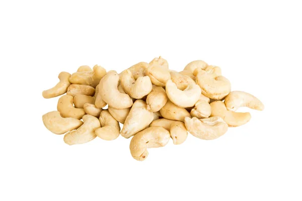 Pile Cashew Nuts Isolated White Background Top View Flat Lay — Stock Photo, Image