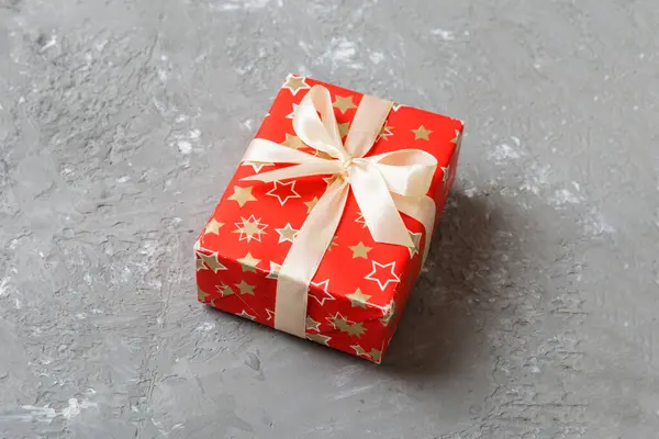 Wrapped Christmas Other Holiday Handmade Present Paper Colored Ribbon Present — Stock Photo, Image