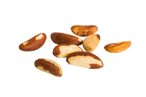 Pile Brazil Nuts Isolated White Background Top View Flat Lay — Stock Photo, Image
