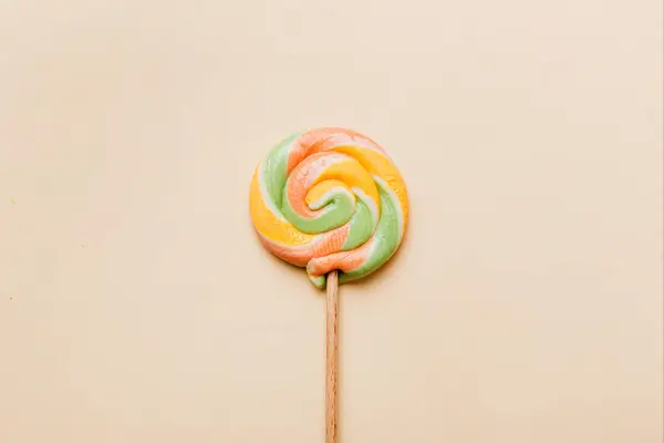 Colorful Candies Lollypop Colorful Background Multicolored Minimal Style Top View — Foto Stock
