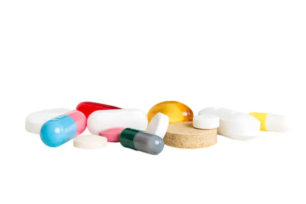 Many Different Colorful Medication Pills Perspective View Set Many Pills — Stockfoto