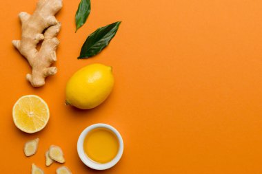 Doğal soğuk algınlığı ve grip ilaçları. Bağışıklık uyarımı ve virüs koruması için doğal malzemeler. Üst görünüm düzlüğü.