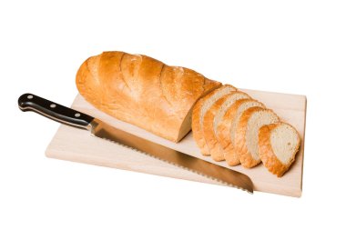 Beyaz arka planda izole edilmiş peçeteli taze dilimlenmiş ekmek çeşitleri. Sağlıklı mayasız ekmek. Fransız ekmeği dilimi.