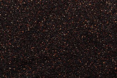 Siyah kinoa tahıl arkaplanı ve glütensiz üst görünüm dokusu.